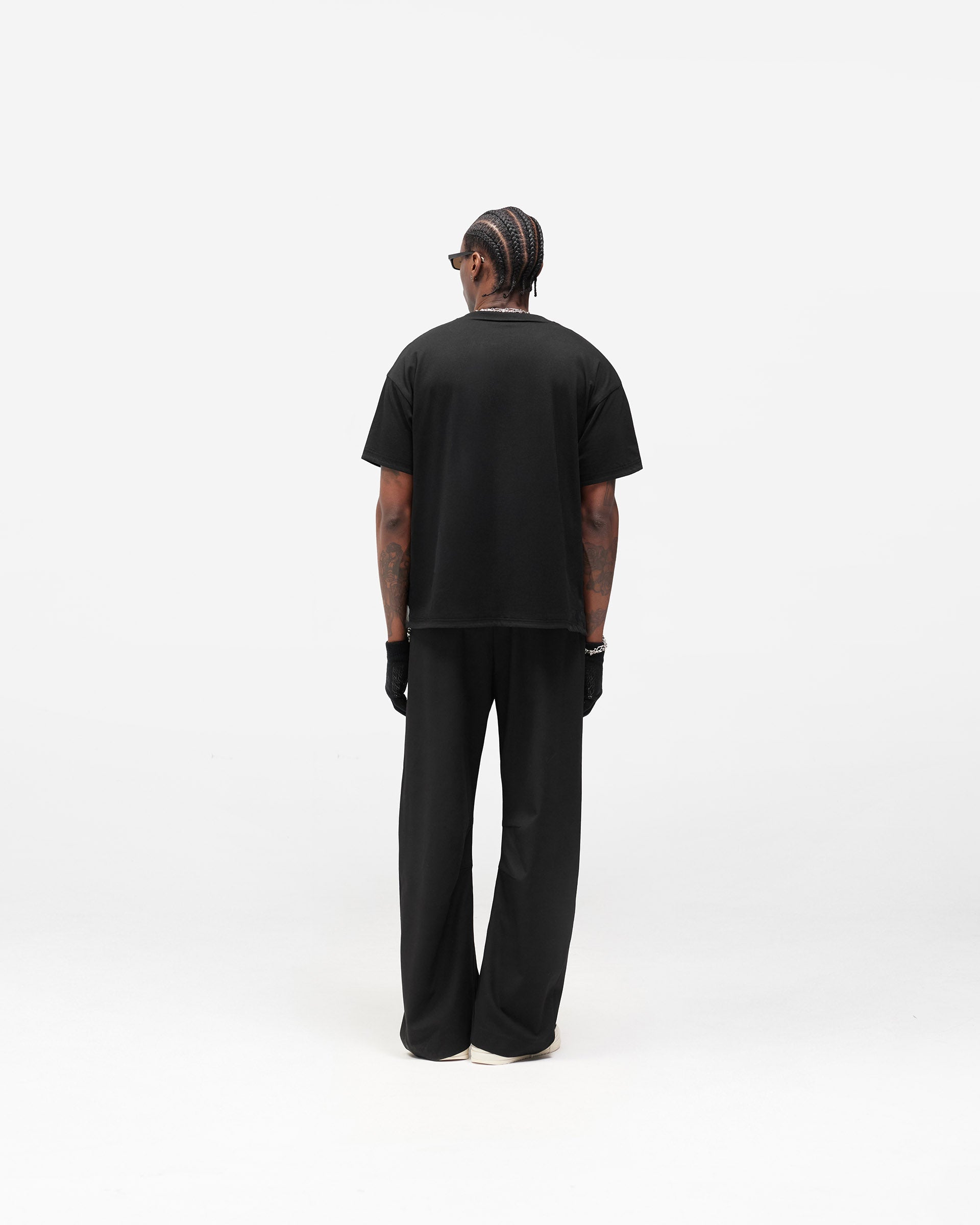 Dual Layer Script T-Shirt - Jet Black