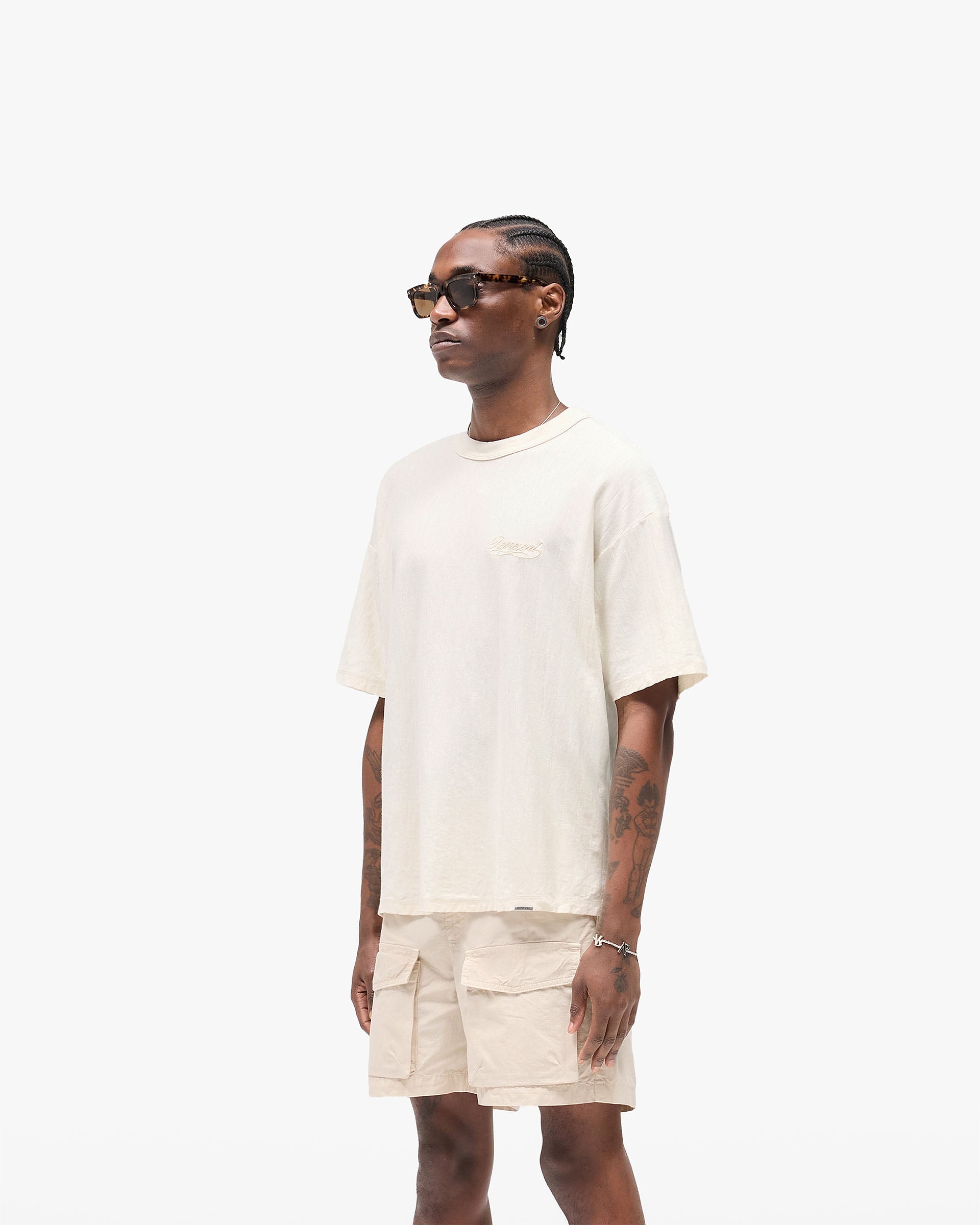Slub Script T-Shirt - Aged White
