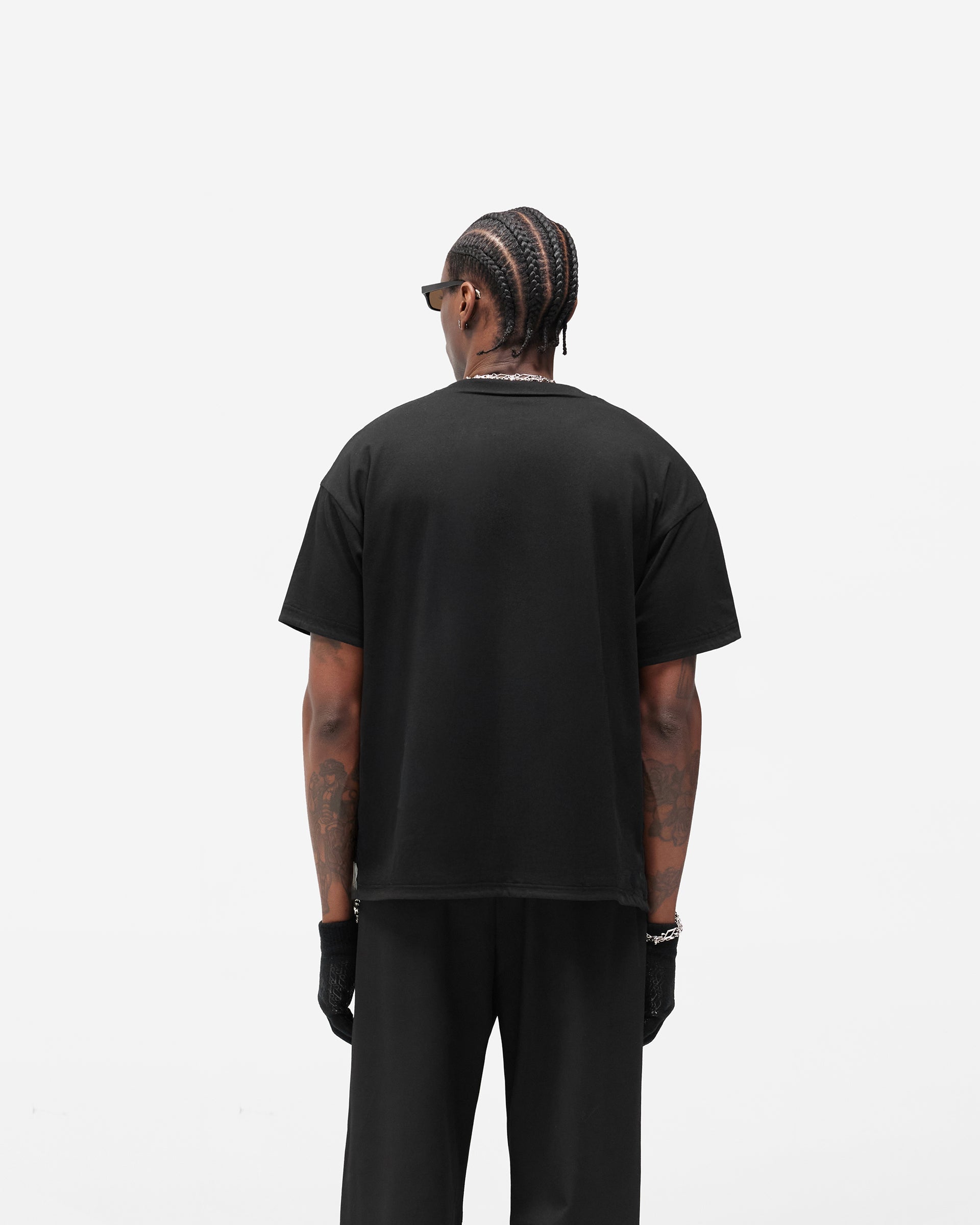 Dual Layer Script T-Shirt - Jet Black