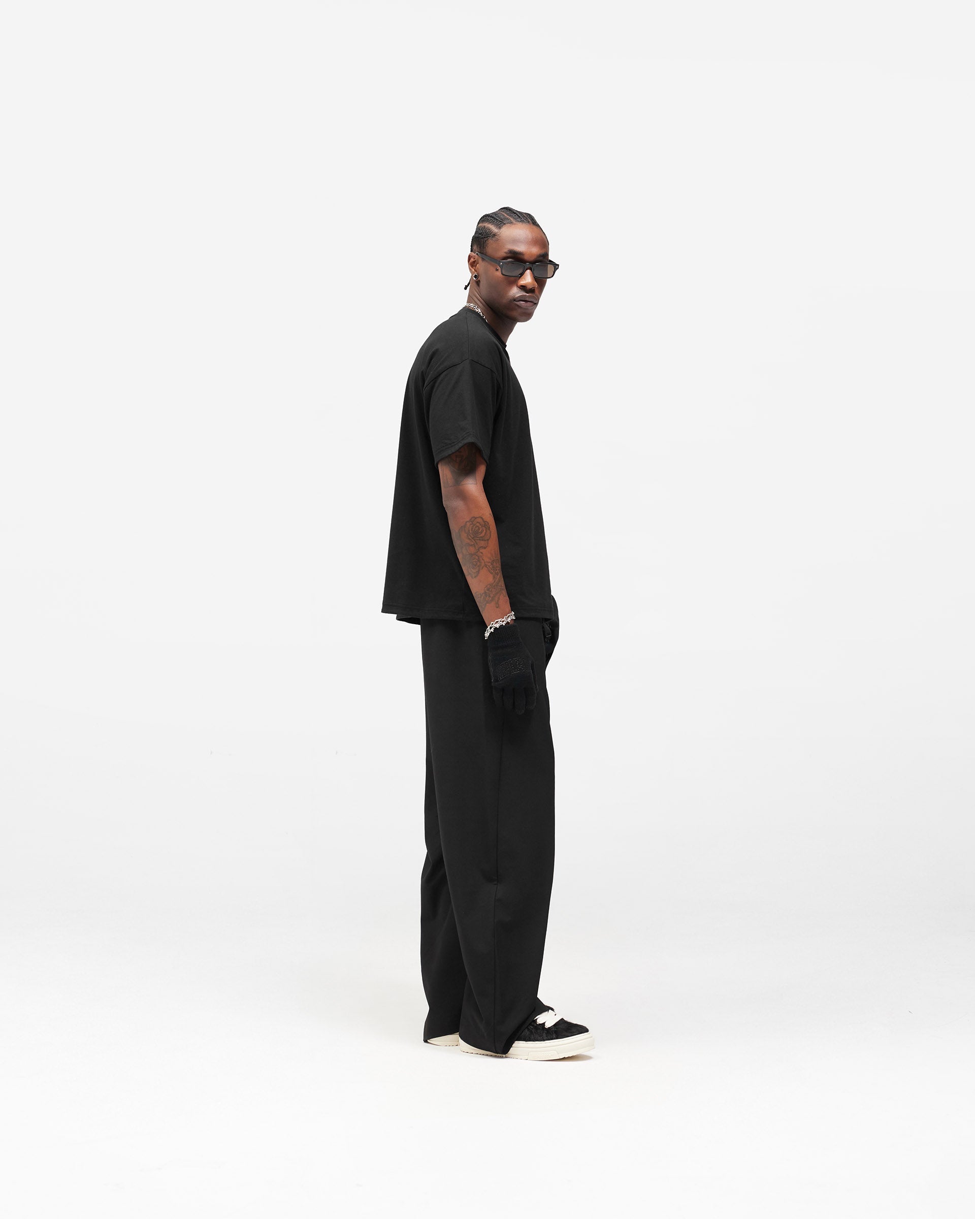 Dual Layer Script T-Shirt - Jet Black