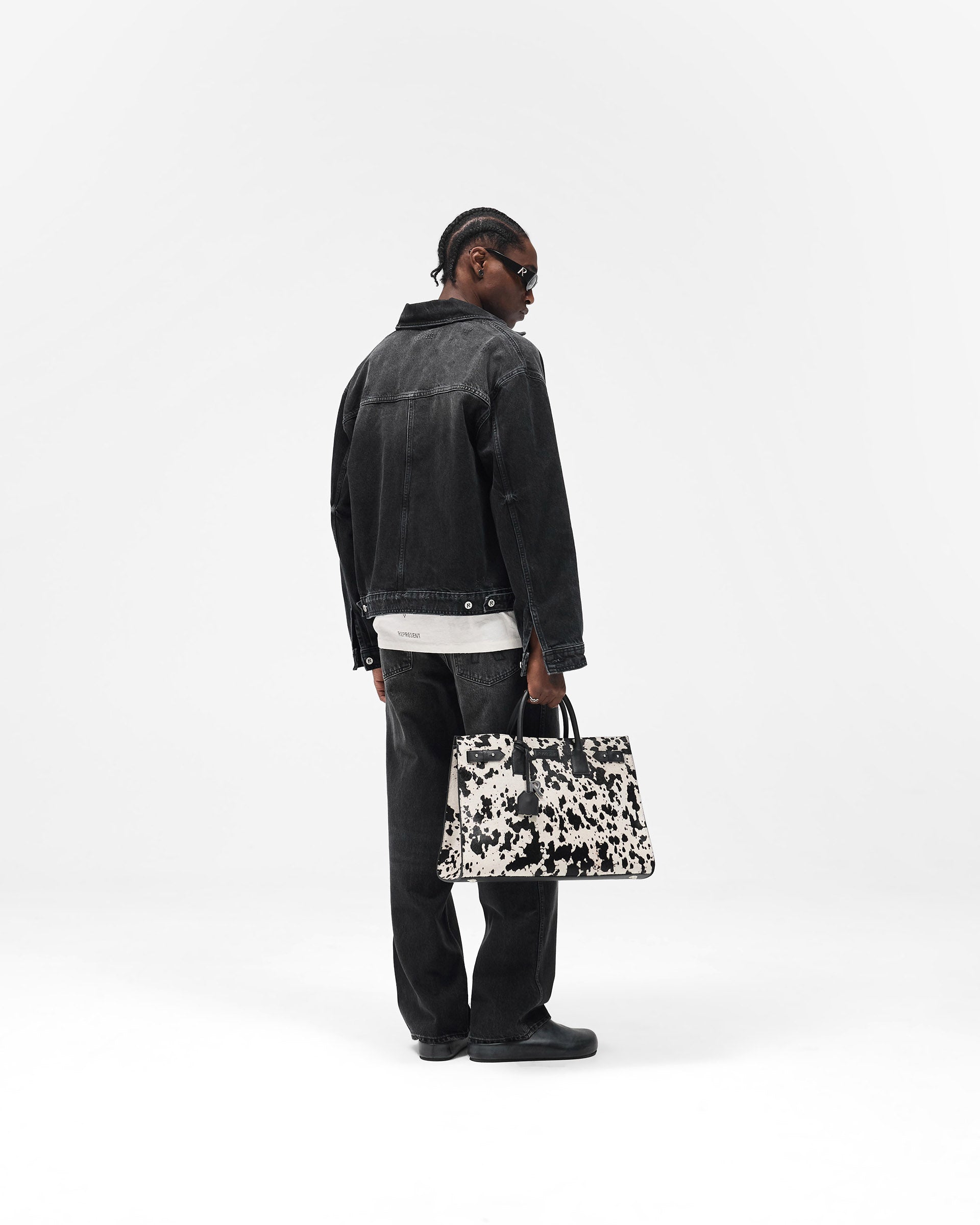 Collared Denim Jacket - Aged Black