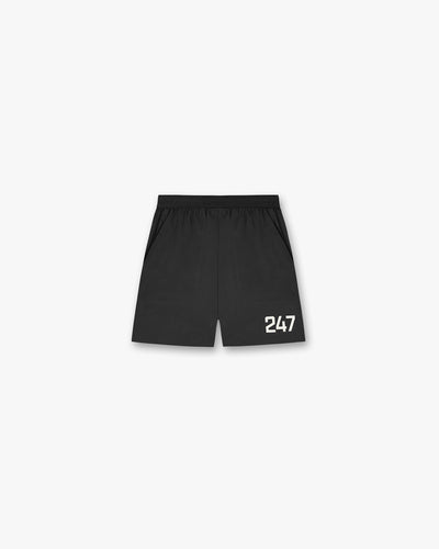 Front product image of mens black shorts on a plain white background | 247 Fused Shorts in Black | Fused shorts with tailored fit | 247 Shorts | Represent Clo
